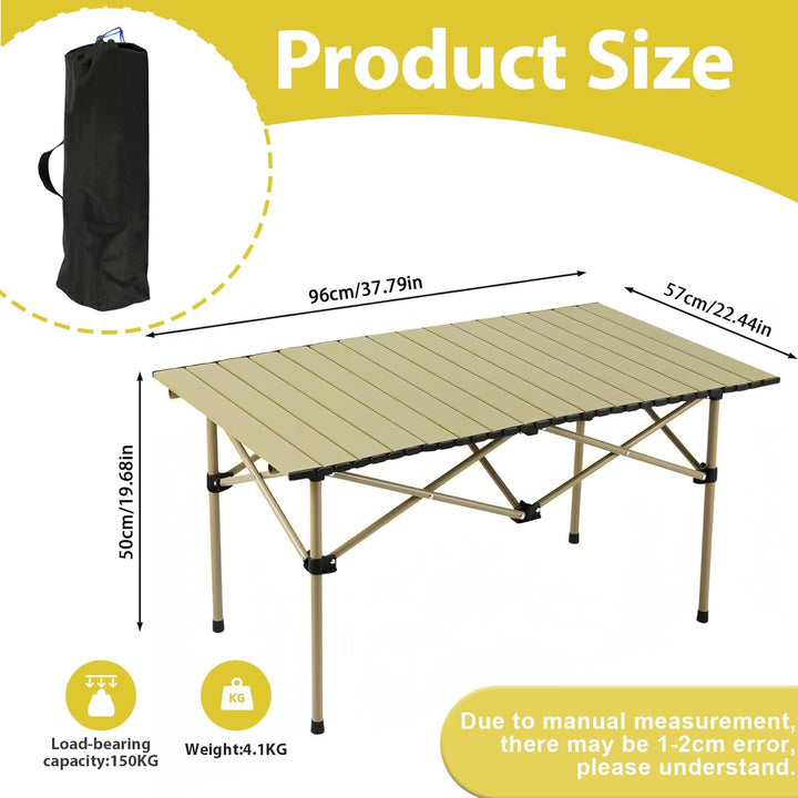 Campingtisch faltbar Klapptisch 95x56x50cm, Aufrollbare Tischplatte mit Aufbewahrungstasche, Camping