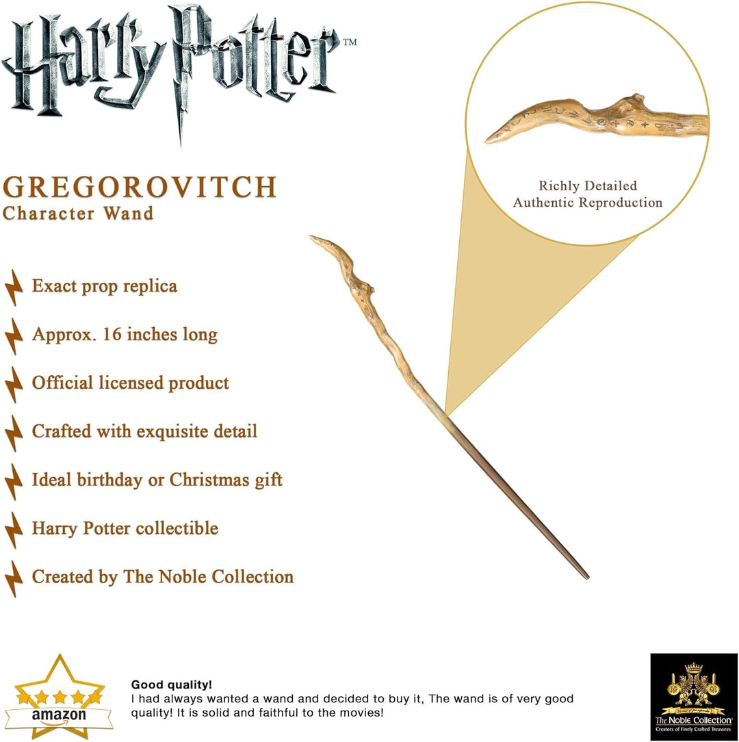 The Noble Collection - Gregorovitch Character Wand - 15in (39cm) Wizarding World Wand with Name Tag