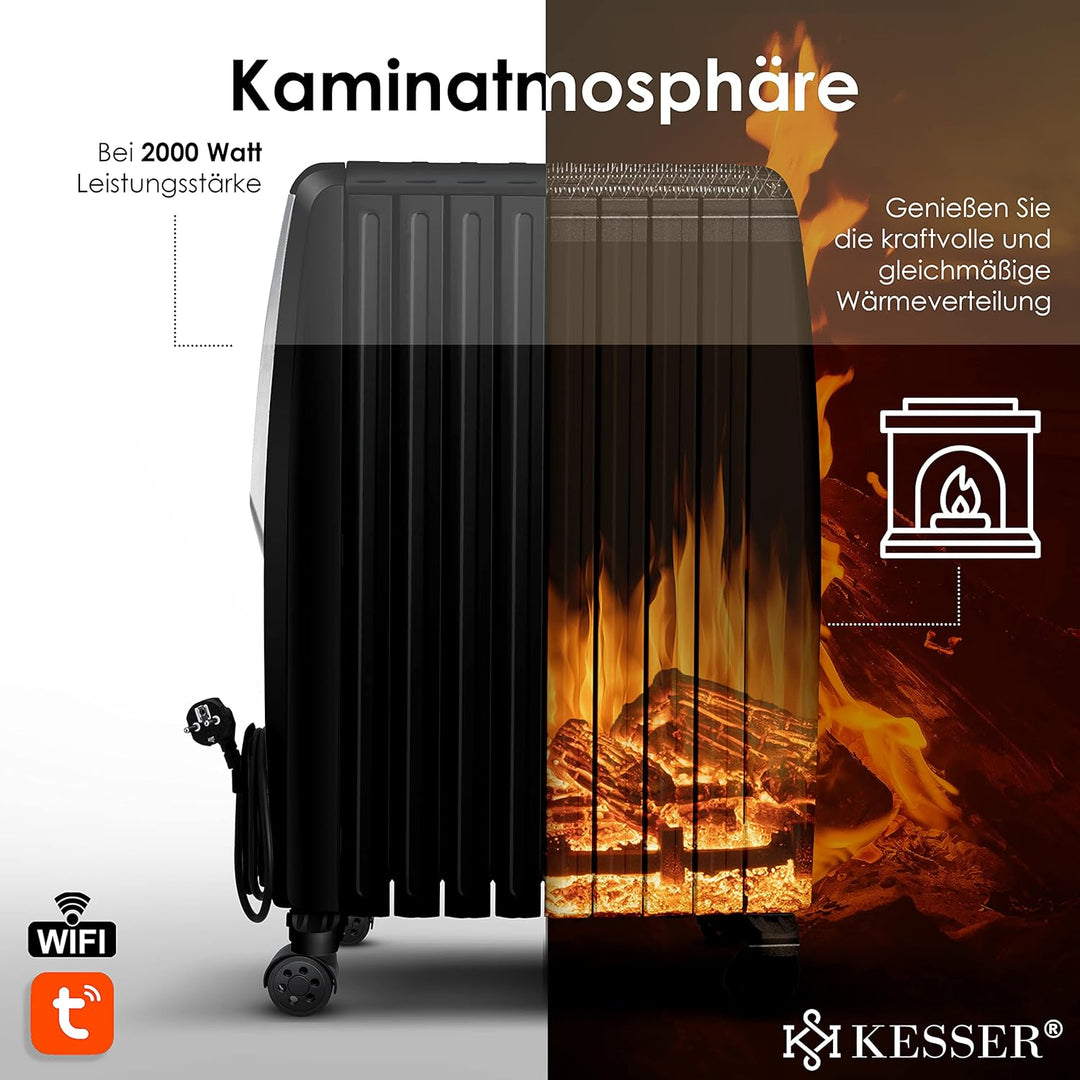 KESSER® 2000W Ölradiator mit WiFi App & Fernbedienung digitalem Display- elektrischer energiesparend