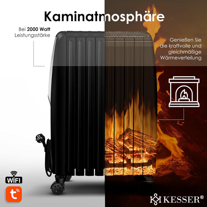 KESSER® 2000W Ölradiator mit WiFi App & Fernbedienung digitalem Display- elektrischer energiesparend