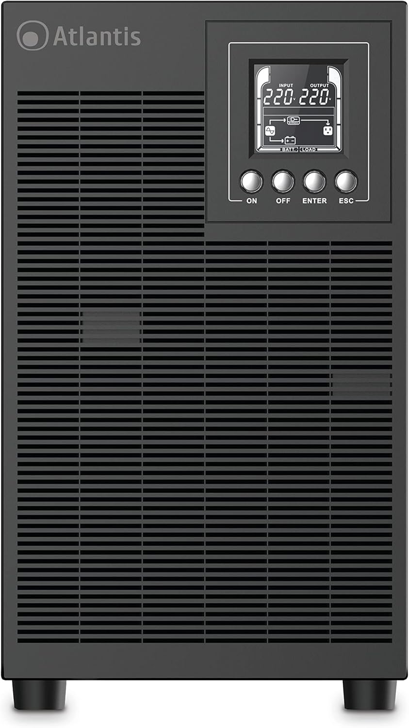 Atlantis A03-OP3002P PRO UPS OnLine USV-Server Doppelwandlung Reine Sinuswelle 3000 VA 2700 W, Tower