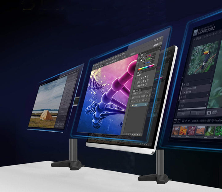 HFTEK 3-Fach Monitorarm - Tischhalterung für 3 Bildschirme von 15 – 27 Zoll mit VESA 75 / 100