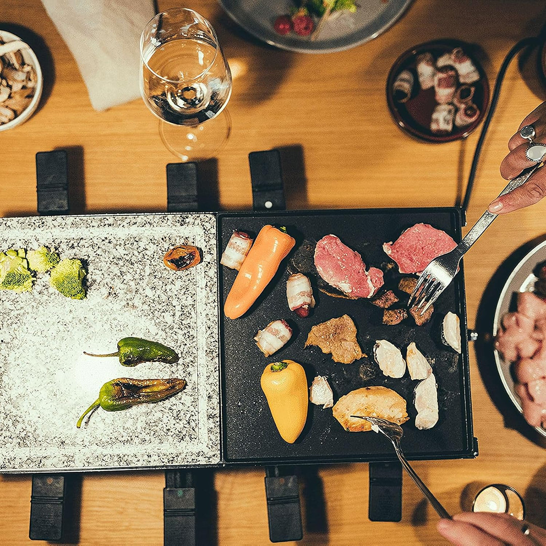 SEVERIN Raclette-Grill mit Naturgrillstein und Grillplatte, Raclette mit antihaftbeschichteter Grill