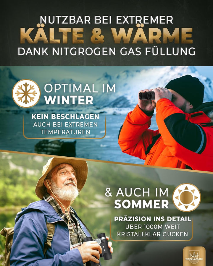 Weidenberger Fernglas 10x26, [TESTSIEGER] Magnesium Fernglas mit Nitrogenfüllung und wasserdicht, Fe