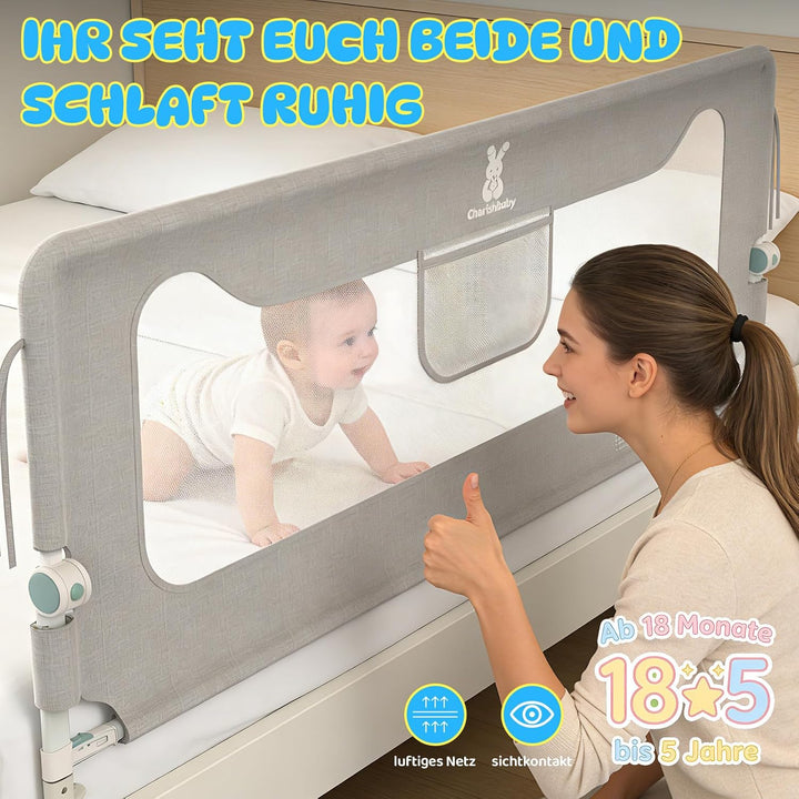 Soontrans Rausfallschutz Bett, Sanfter Halt für Wachsende Kinder &amp; Familienbett, Klappbar &amp; Höhenver