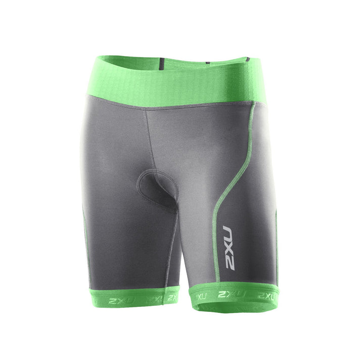 2XU Damen Triathlon Hose Perform Tri Shorts XS Charcoal/Astro Green, XS Charcoal/Astro Green