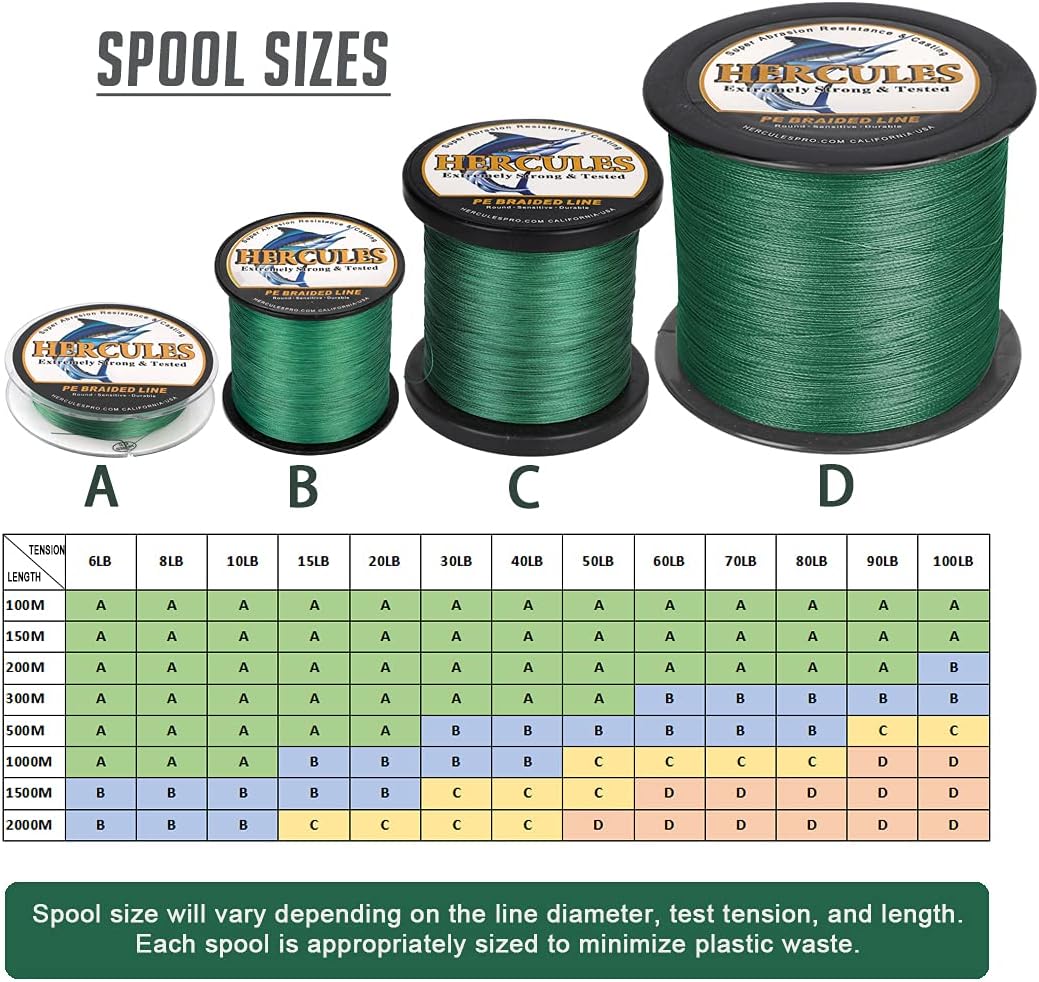 HERCULES Super Cast 100m - 2000m 109-2196 Yards Geflochtene Angelschnur 6lb - 100lb Test für Salzwas