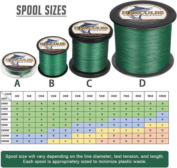 HERCULES Super Cast 100m - 2000m 109-2196 Yards Geflochtene Angelschnur 6lb - 100lb Test für Salzwas