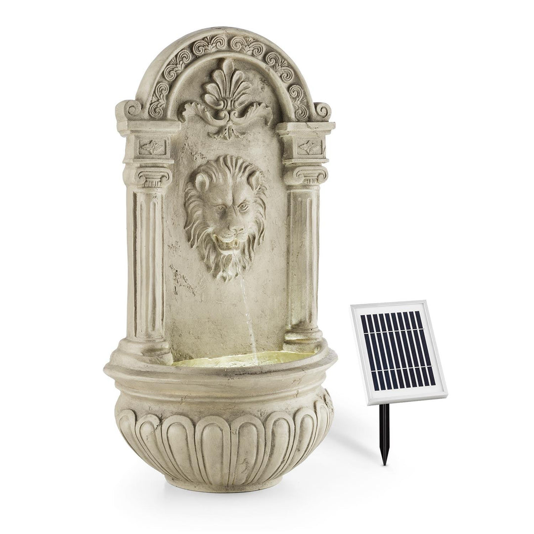 blumfeldt Löwenstein Gartenbrunnen mit LED-Beleuchtung - Löwenkopf Edition, Wandbrunnen antik, Zierb