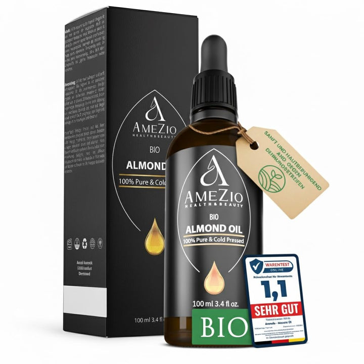 Mandelöl Bio Kaltgepresst I Für Haare, Gesicht, Körper, Haut I Mandelöl baby I 100% rein und nachhal