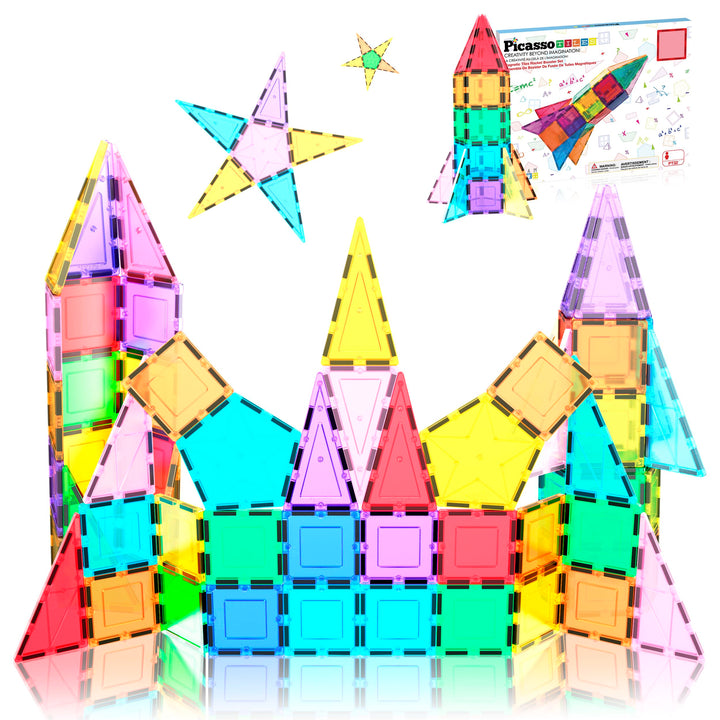PicassoTiles 32 Stück Magnetisch Building Block Rocket Booster Thema Set Magnet Konstruktion Spielze