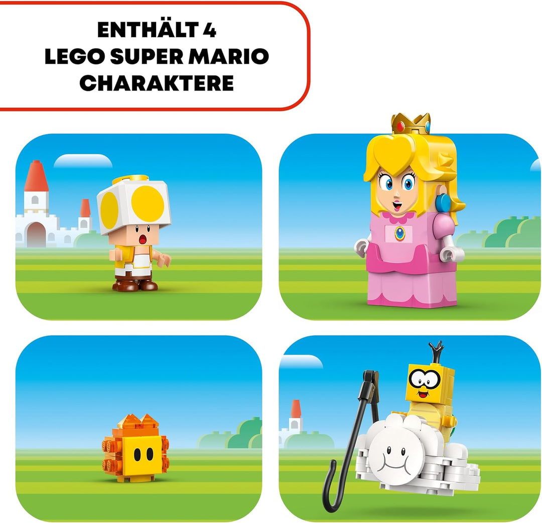 LEGO Super Mario Abenteuer mit der interaktiven Peach, Spielset für Kinder mit gelbem Toad, Nintendo