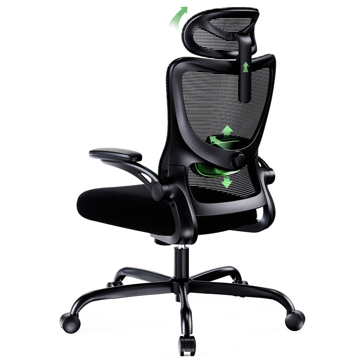 Marsail Bürostuhl Ergonomisch Schreibtischstuhl mit Verstellbarer Kopfstütze Lendenwirbelstütze und
