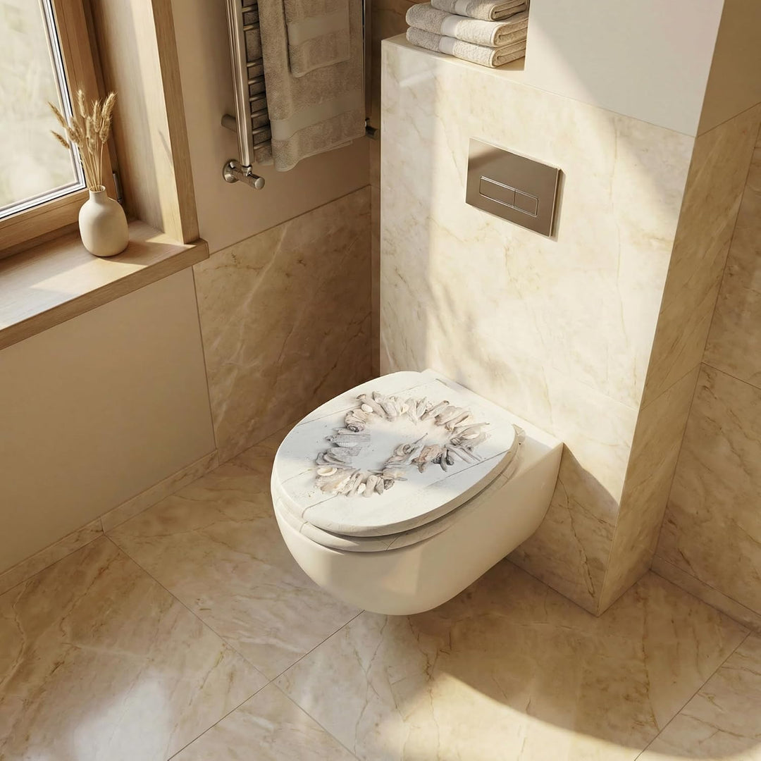 SINOBATH WC-Sitz Mit Absenkautomatik, Hochwertige Und Stabile Antibakterieller Toiletten, MDF Holzke