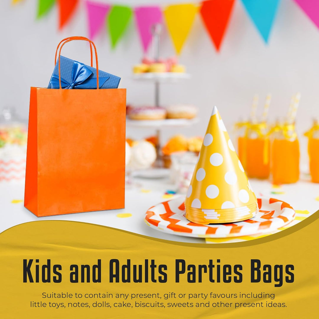 Thepaperbagstore 30 Papiertüten für Partys und Geschenke mit Griffen - Orange - 180x220x80mm Orange