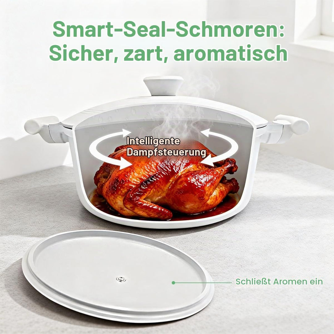 Kochtopf 28cm mit Aluminium Deckel, 7L Antihaft Keramik Beschichtung- Weiss Weiss 7 Liter, Weiss 7 L