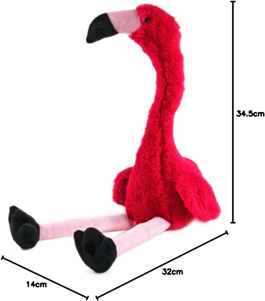 Kögler 76502 - Labertier Flamingo Peet, ca. 34,5 cm gross, nachsprechendes Plüschtier mit Wiedergabe