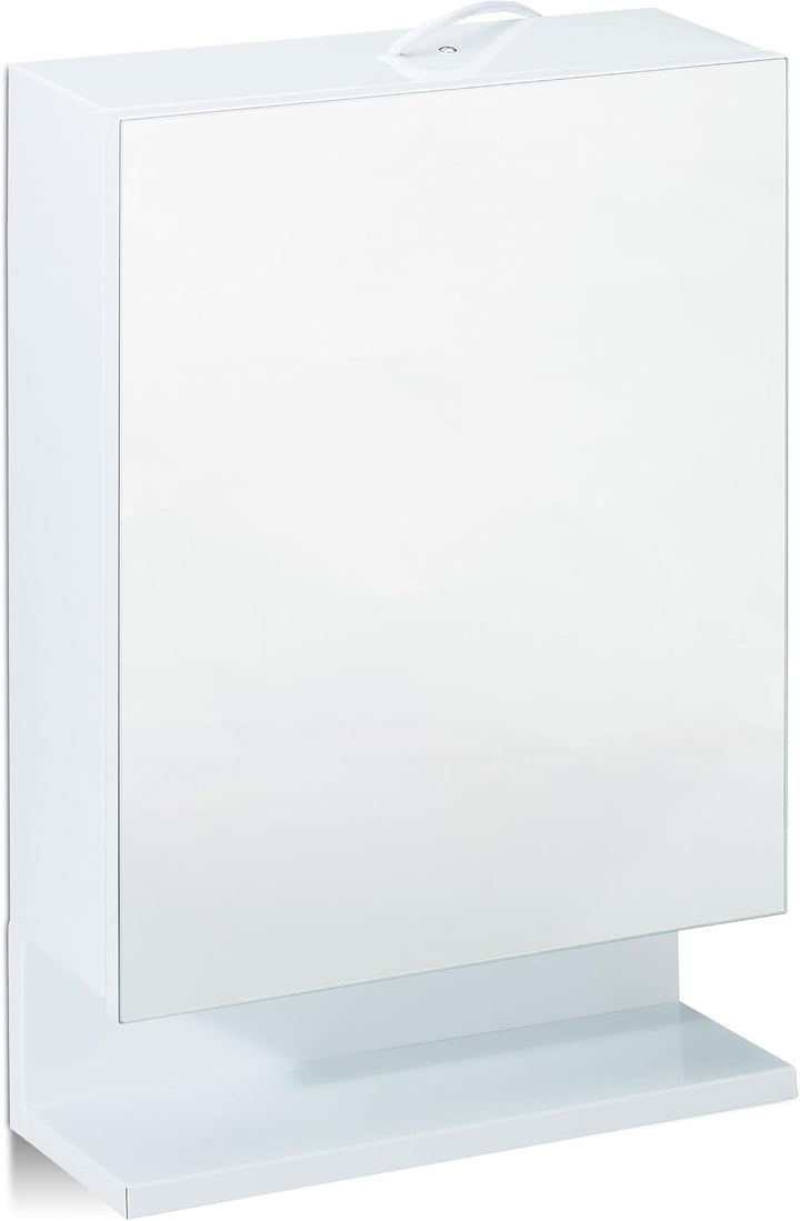 Relaxdays, 1-türig, weiss Badspiegelschrank, Steckdose, Badezimmerschrank, Wandschrank, H x B x T: 5