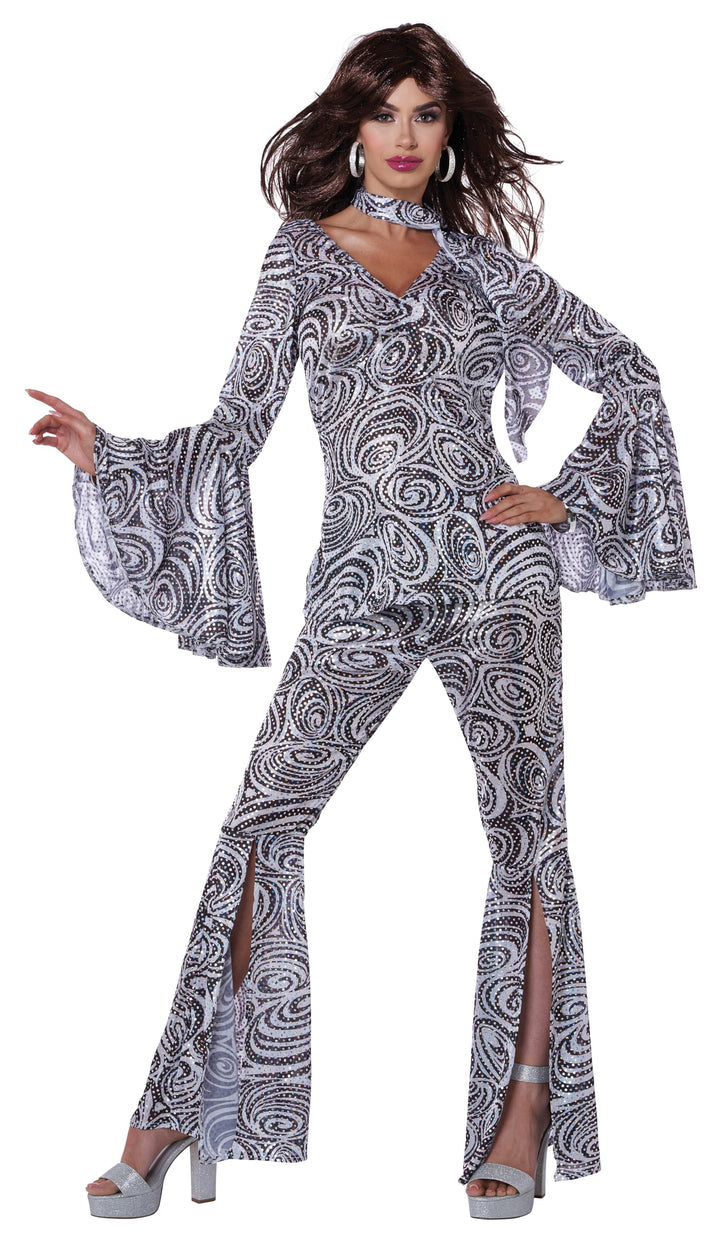 California Costumes Damen Foxy Lady Disco Kostüm, Weiss, Schwarz, S S Weiss, Schwarz, S Weiss, Schwa