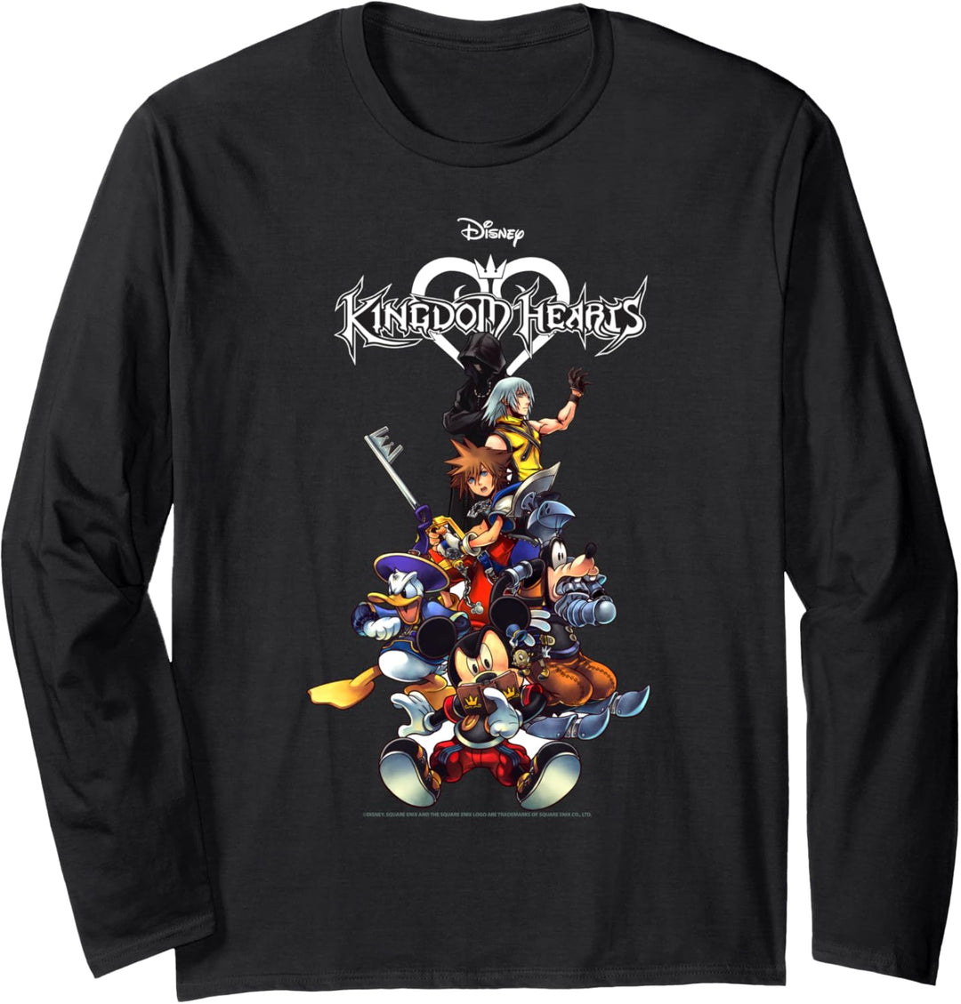 Disney Kingdom Hearts Group Shot Action Pose Logo Langarmshirt