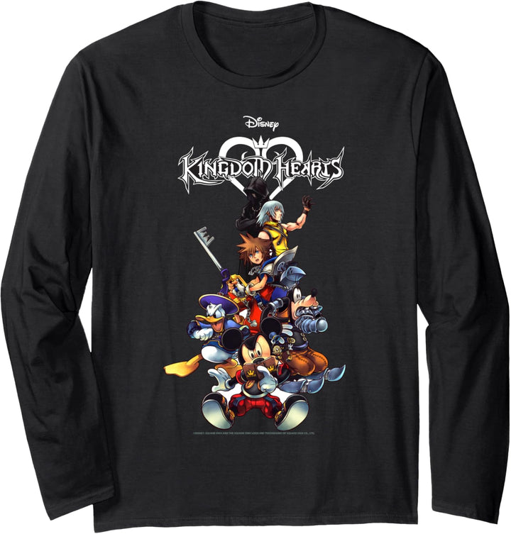 Disney Kingdom Hearts Group Shot Action Pose Logo Langarmshirt