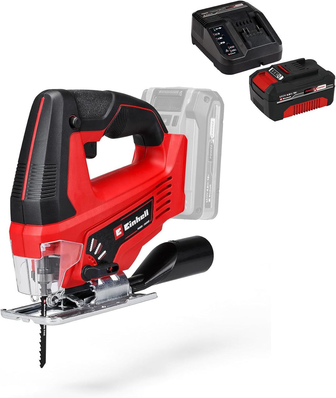 Einhell Akku-Stichsäge TC-JS 18 Li Power X-Change (Li-Ion,18V,20 mm Hubhöhe,max. 45° Schrägschnitte,