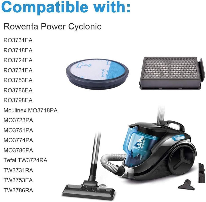 2 Stück RO3731 Filter für Rowenta Compact Power Silence Force Cyclonic Beutelloser Extreme Staubsaug