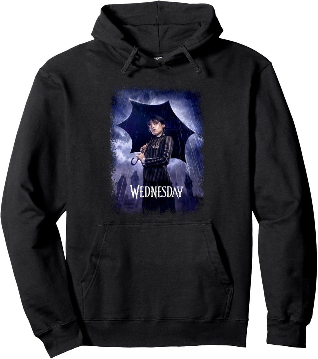 Wednesday Black Umbrella Under The Rain Real Photo Portrait Pullover Hoodie