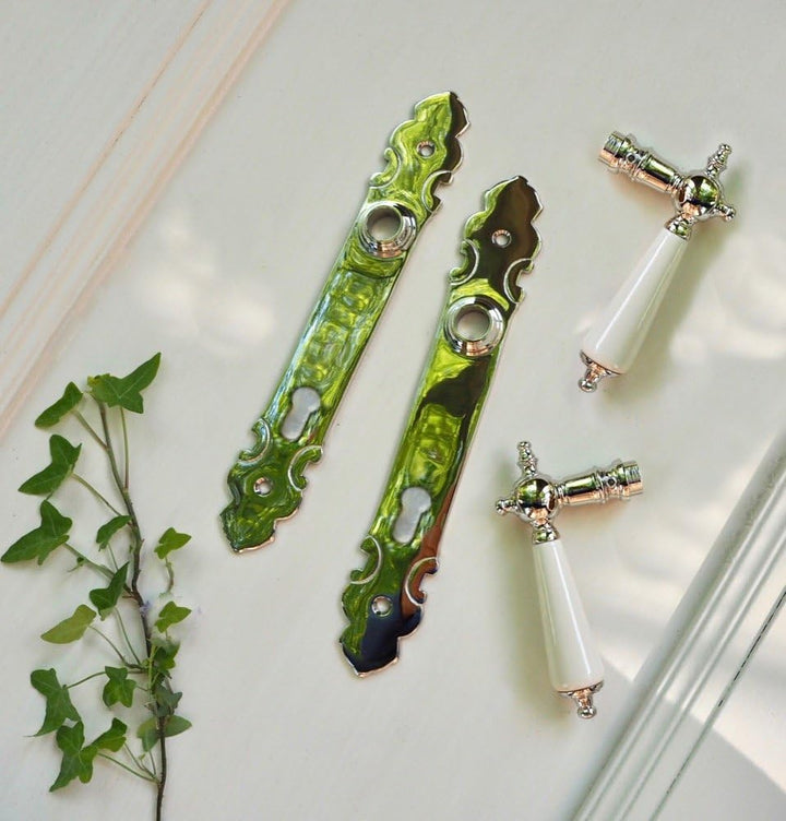 Antikas - Klinkengarnitur Haustür in poliertem Nickel wie antik - PZ92