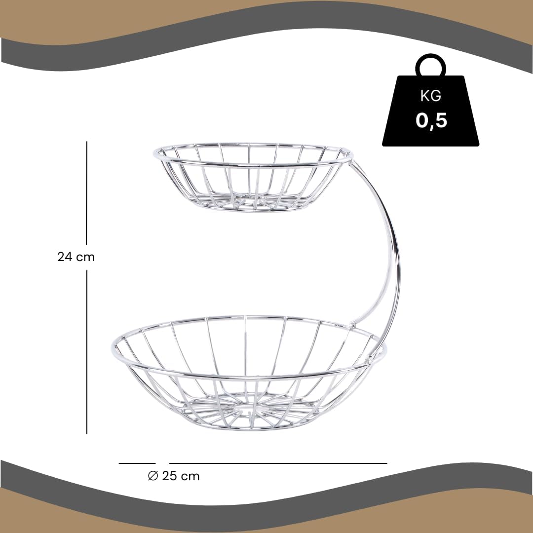 DESIGN DELIGHTS OBST ETAGERE STAGE | 24 cm, Eisen, zweistöckig | Metall Obstständer, Früchteschale,