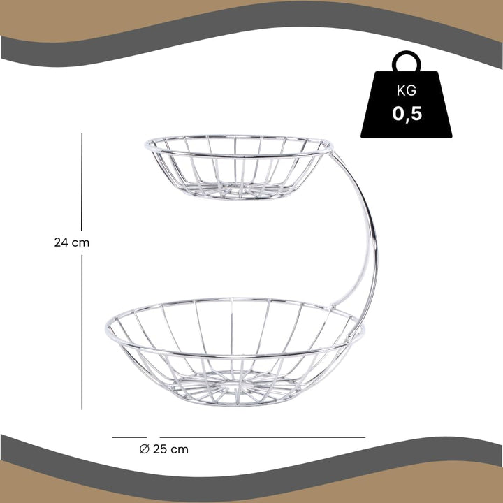 DESIGN DELIGHTS OBST ETAGERE STAGE | 24 cm, Eisen, zweistöckig | Metall Obstständer, Früchteschale,