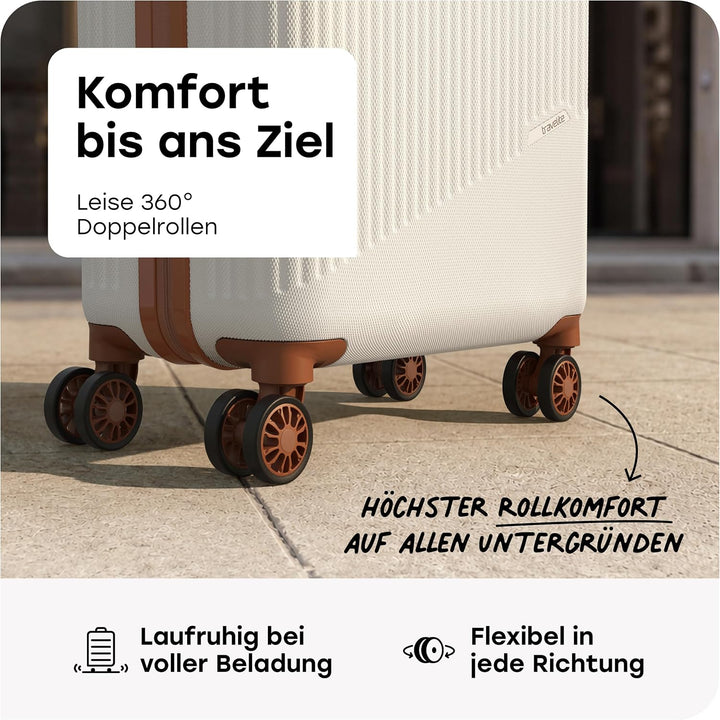 Travelite Handgepäck Trolley klein, Bali, 55x39x20 cm, 2,5 kg, Kratzfeste Hartschale, mit 4 Doppelro