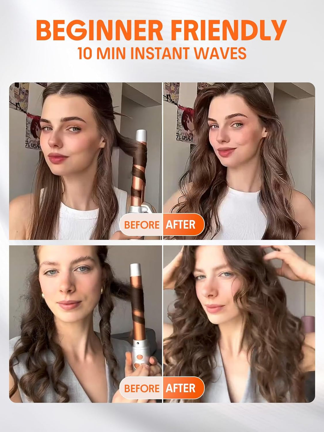 SHEGLAM Rotierendes Lockenstab, Automatischer Lockenwickler 25mm für langes Haar, mühelose Beach Wav