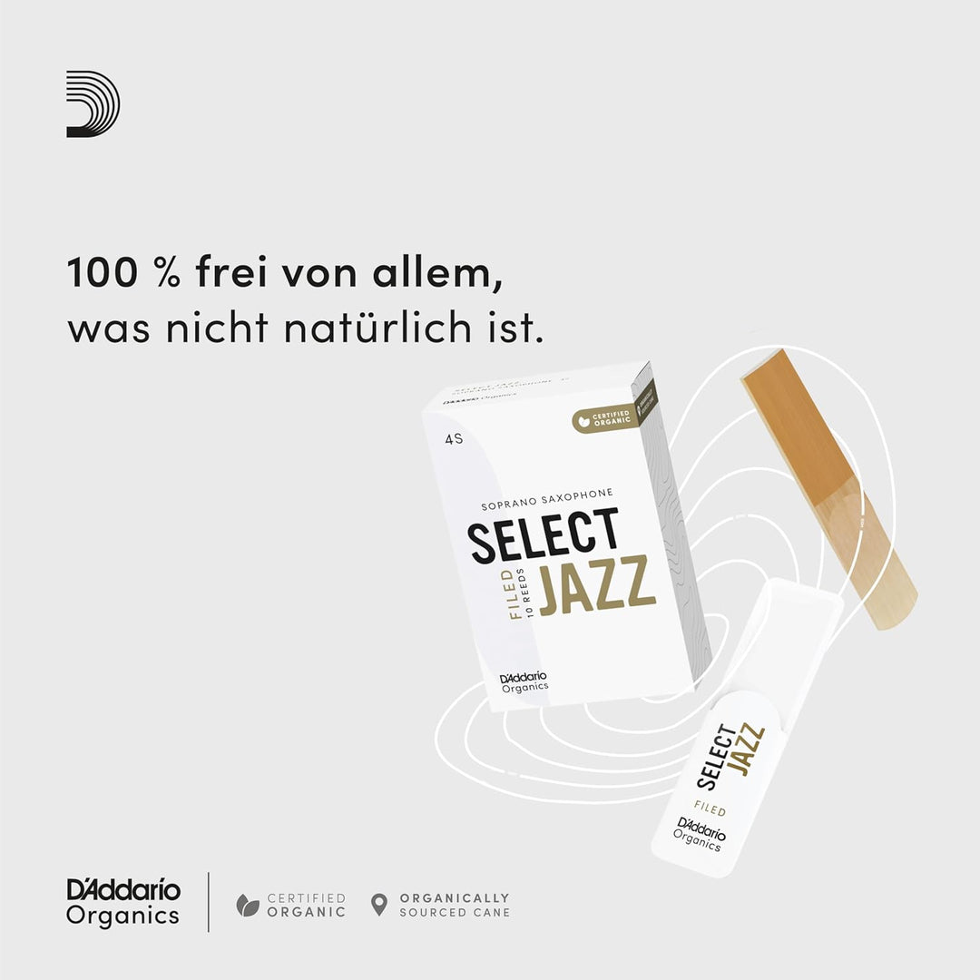D'Addario Organisch Select Jazz Unfiled Baritone Saxophon-Stimmzungen - Saxophonrohre - Das erste un