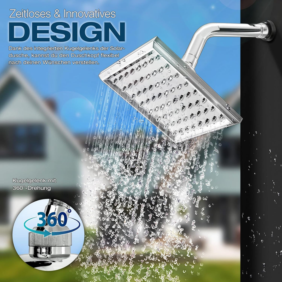 tillvex Solardusche 40 Liter inkl. Schutzhaube | Solar Garten-dusche warmes Wasser | Pooldusche Camp
