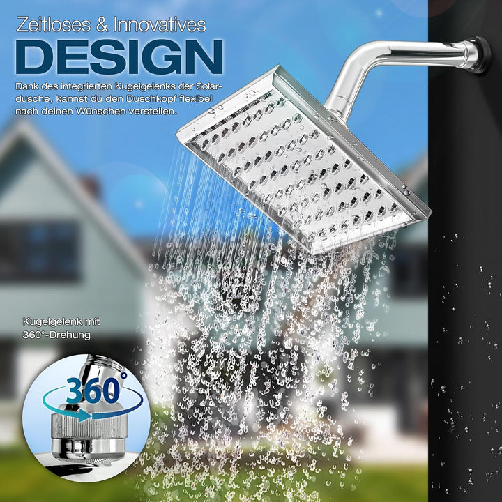 tillvex Solardusche 40 Liter inkl. Schutzhaube | Solar Garten-dusche warmes Wasser | Pooldusche Camp