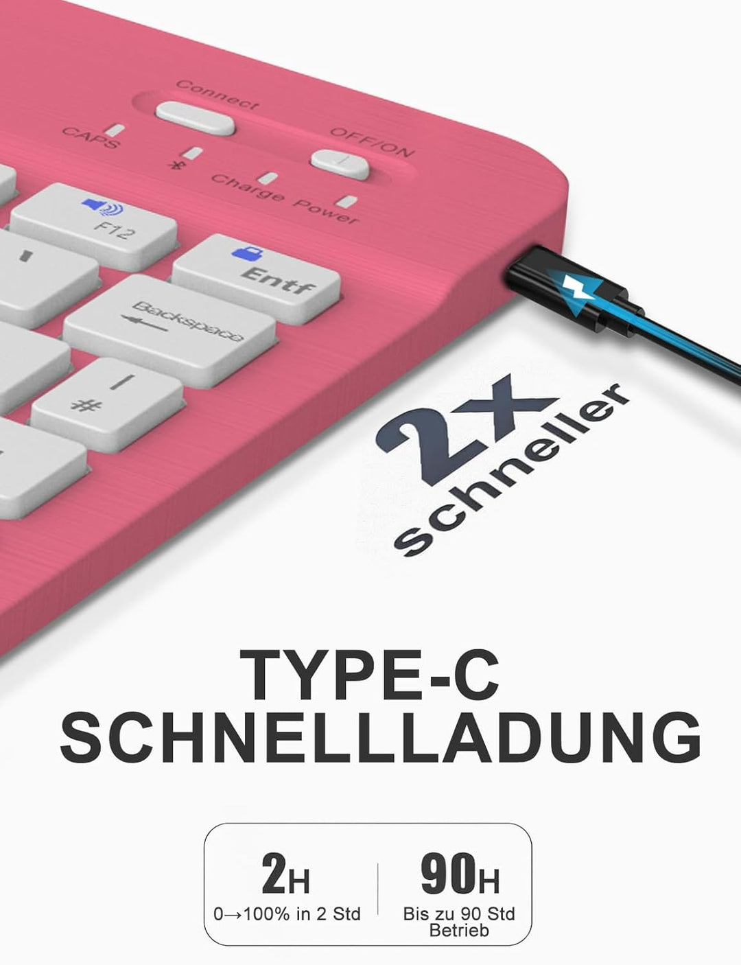 JADEMALL Für iPad Hülle mit DE Tastatur ohne Beleuchtung & Touchpad, Kompatibel mit iPad 11 Generati