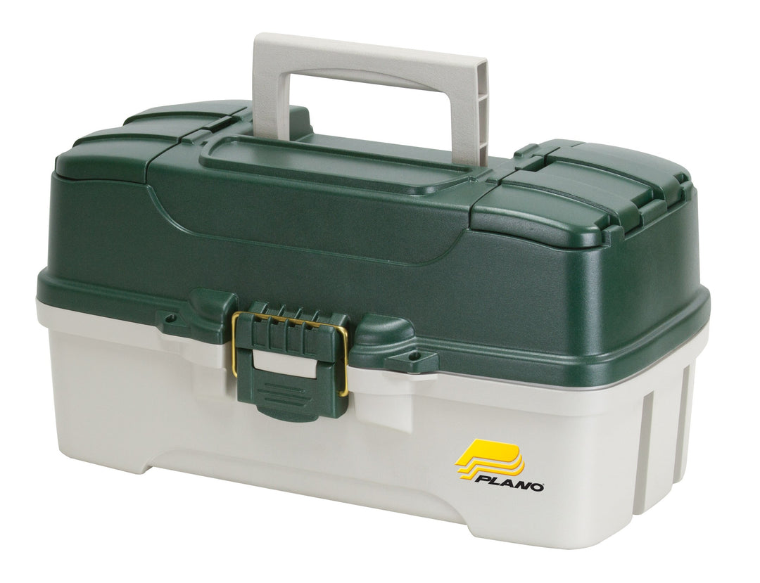 Plano Angelbox mit 3 Fächern und Doppel-Zugang, Dunkelgrün, Metallic/Off-White, Premium-Aufbewahrung