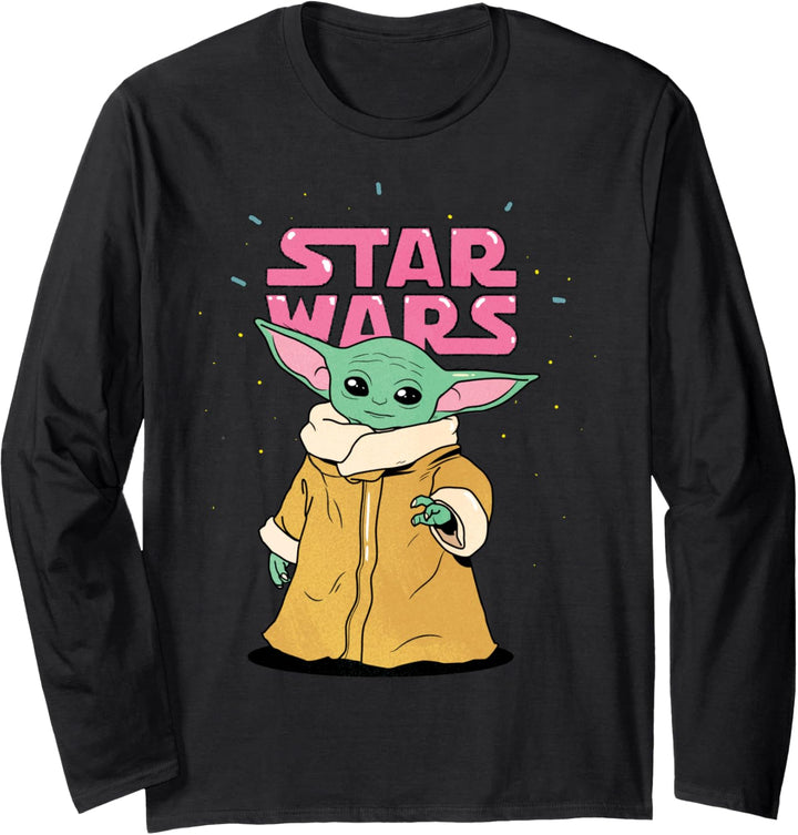 Star Wars The Mandalorian The Child Cute Force Cartoon Logo Langarmshirt