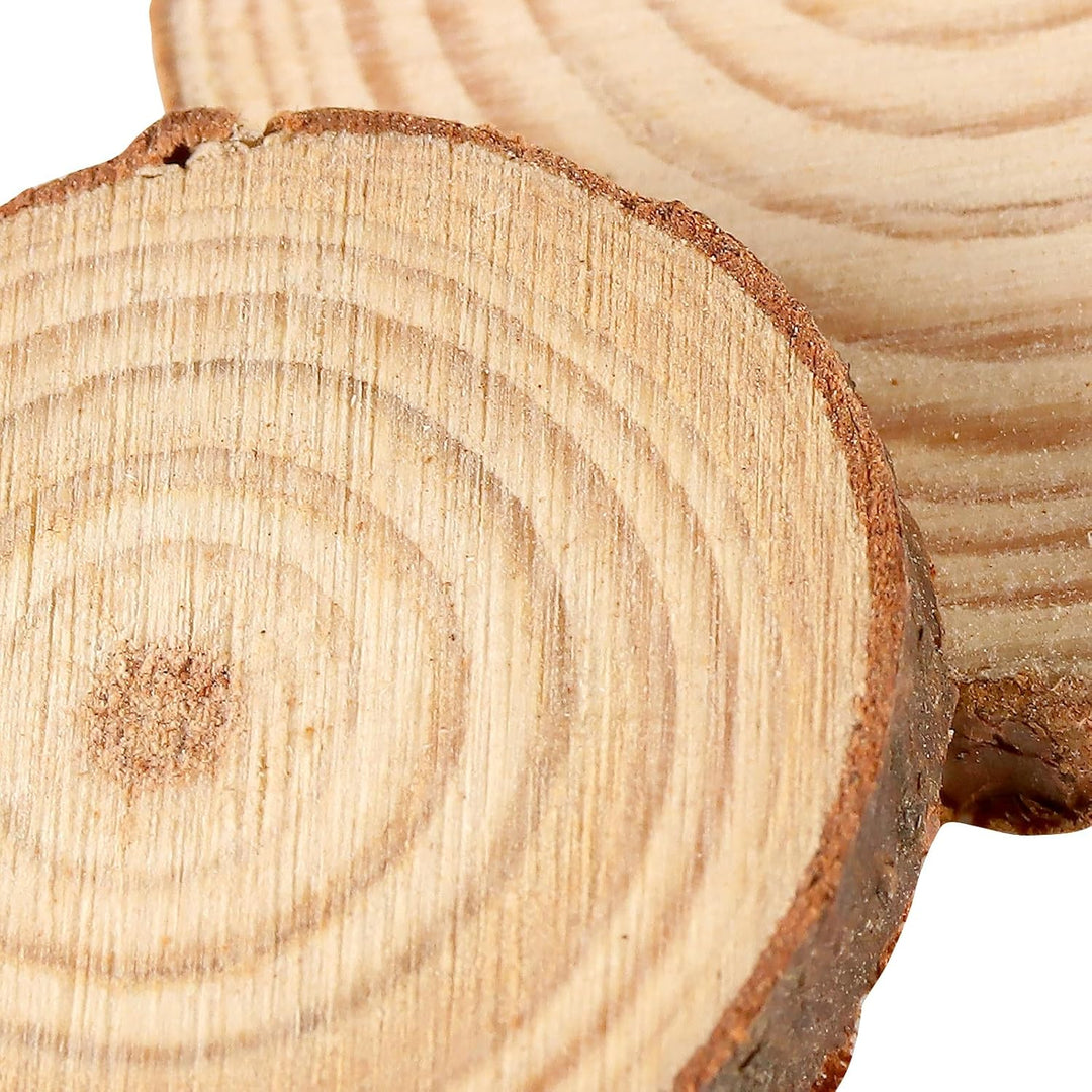 120 Stück Holzscheiben Klein Set, 3-4/4-5/5-6cm Durchmesser Runde Baumscheiben zum Basteln Holz Log