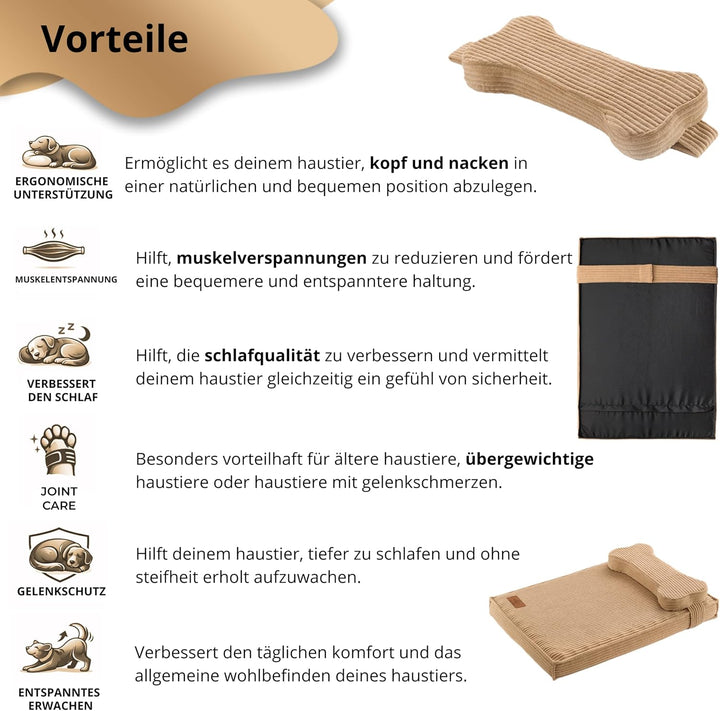 Orthopädisches Katzenbett mit Kissen, wasserdicht, waschbar L 61 x B 15 x H 46 cm, L 61 x B 15 x H 4