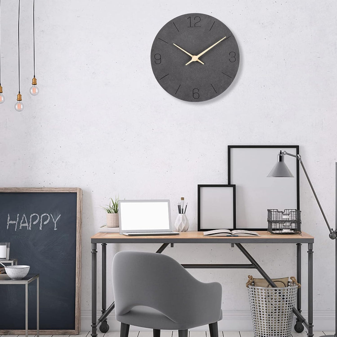 Warminn MDF Holz Wanduhr Ohne TickgeräUsche Lautlos Modern 30cm Quarz Gross Batterie Betriebene Wand