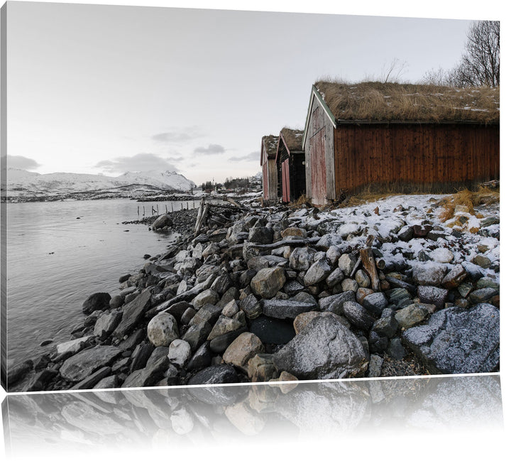 Pixxprint Küste der norwegischen See Tromso als Leinwandbild/Grösse: 100x70 / Wandbild/Kunstdruck/fe