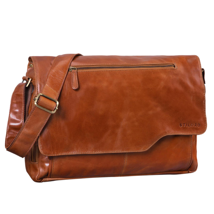 STILORD 'Marvin' Ledertasche Umhängetasche Modernes Vintage Design 15.6 Zoll Laptoptasche grosse Uni