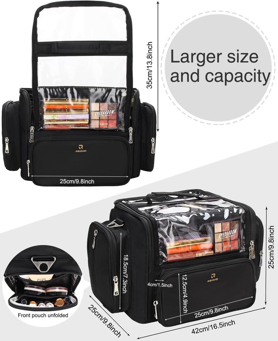 Extra Grosse Kosmetikkoffer, Tragbare Kosmetiktasche mit Grosser Kapazität Für Die Reise Schwarzb XL