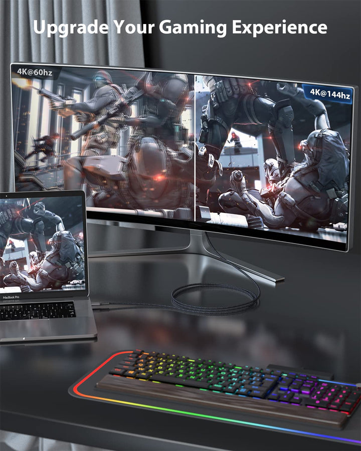 Stouchi USB C DisplayPort 1.4 Kabel 8K@60Hz 4K@144Hz/120Hz 5K@60Hz 2K@240Hz Thunderbolt 3/4 auf Disp