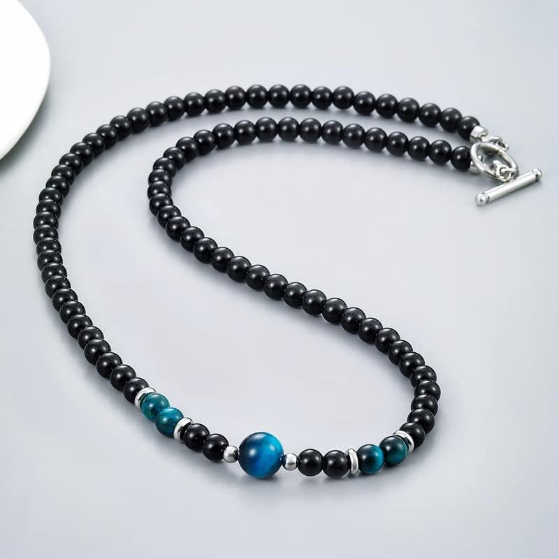 Handgemachte Herren Tigerauge Onyx Perlenkette Kette Natürliche Edelsteine Heilung Kristallschmuck (