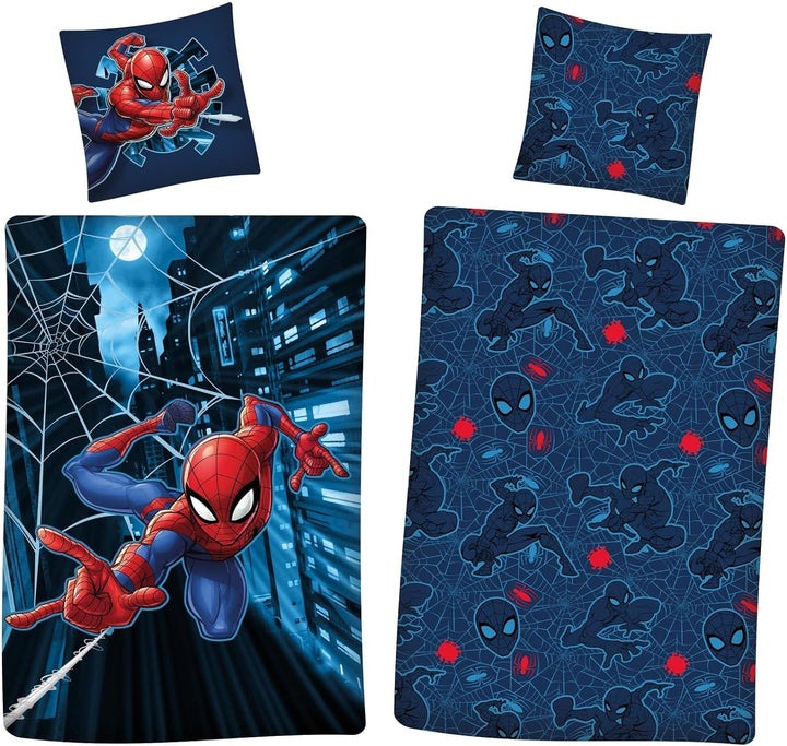 AYMAX Spiderman Flanell Bettwäsche, 80 x 80 cm + 135 x 200 cm