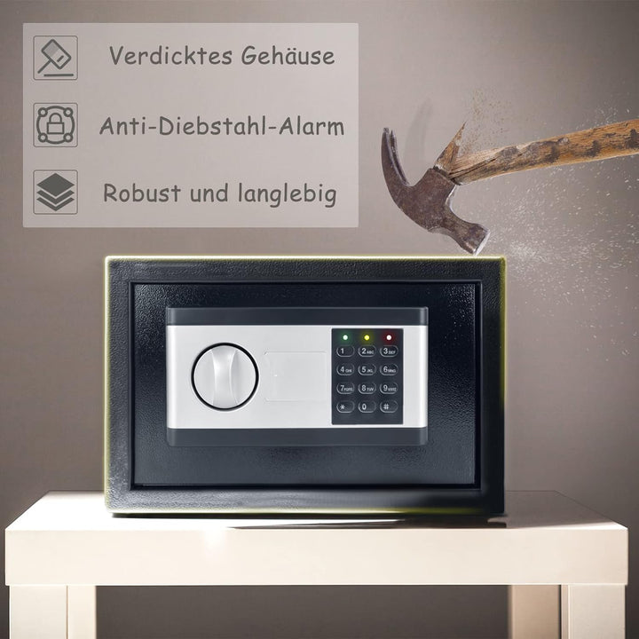 NAIZY Mini Tresor für Zuhause 22L Tresor Feuerfest Wasserdicht Elektro Safe mit Batteriebox & Sicher