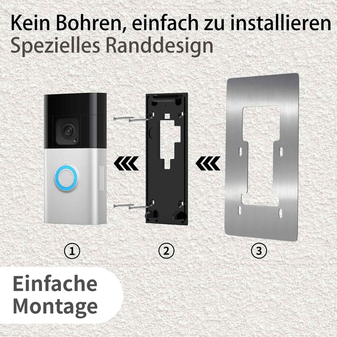 Edelstahl Blende für Ring Videotürklingel/Video Doorbell, Akku 2. Gen, 3 Plus, Pro Battery – Robuste